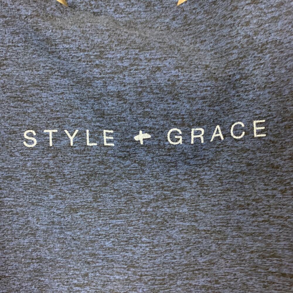 Style + Grace Navy Blue longline Sports Bra Top XS Cropped Yoga USA Good Fitness - Picture 5 of 5